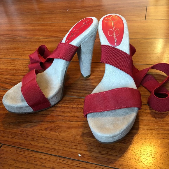 Jessica Simpson Shoes - Jessica Simpson sz 6.5B red strap on sling backs